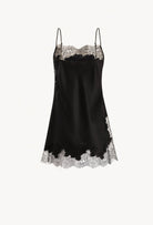 Be seduced by Carine Gilson most beautiful silk lingerie collection with this Babydoll Style Straight Neckline in black Silk  with black lace