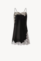 Be seduced by Carine Gilson most beautiful silk lingerie collection with this Babydoll Style Straight Neckline in black Silk  with black lace