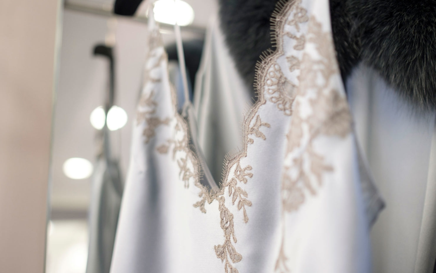 Long silk slip dress - Natural and Natural Sakura lace Long silk slip dress - Natural and Natural Sakura lace