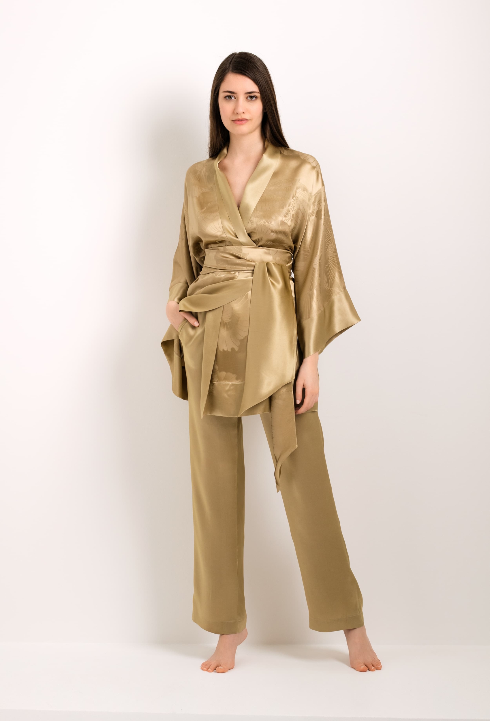 Silk pajama pants - Gold - Carine Gilson