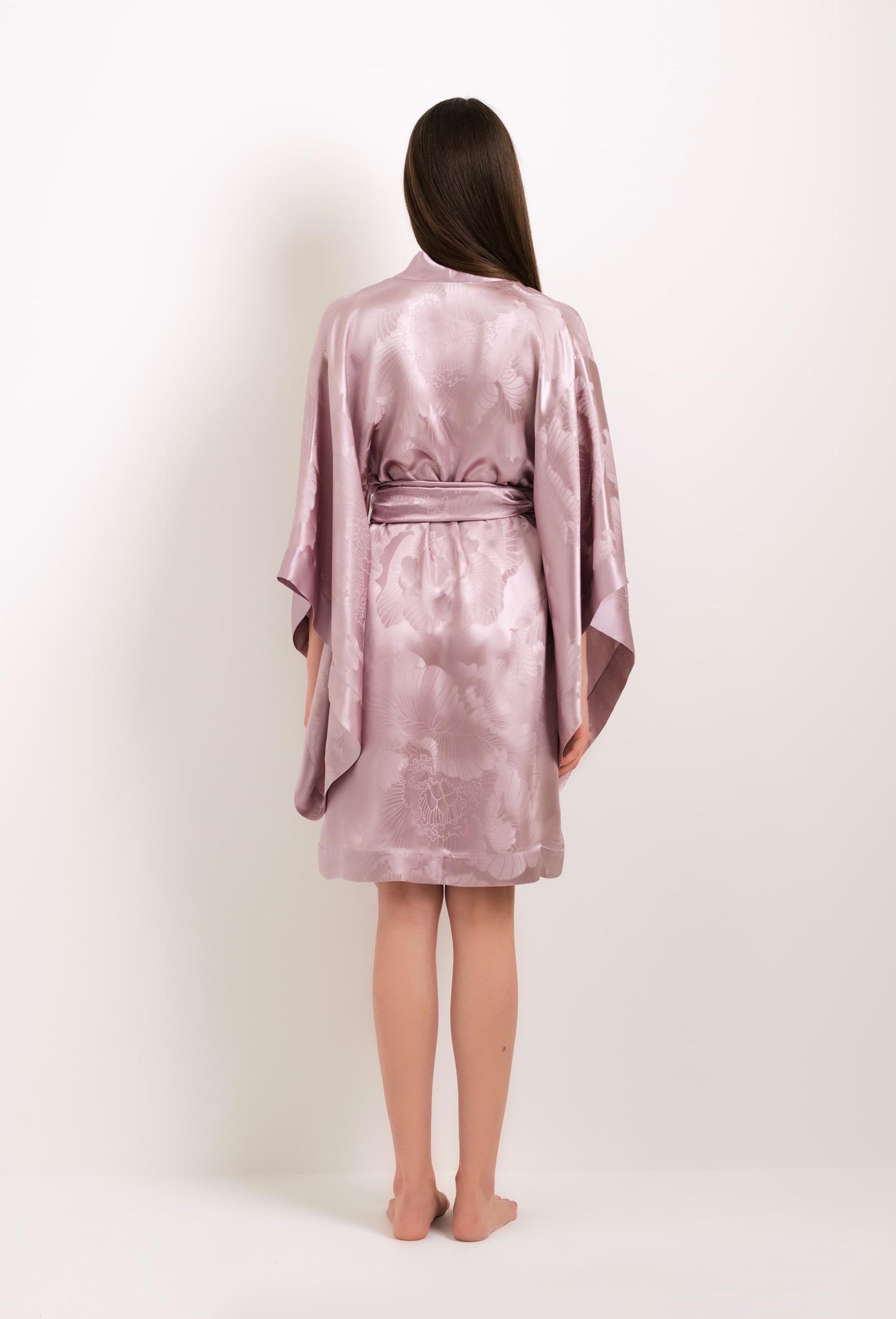 Silk kimono Gilson lilac - peony - Carine