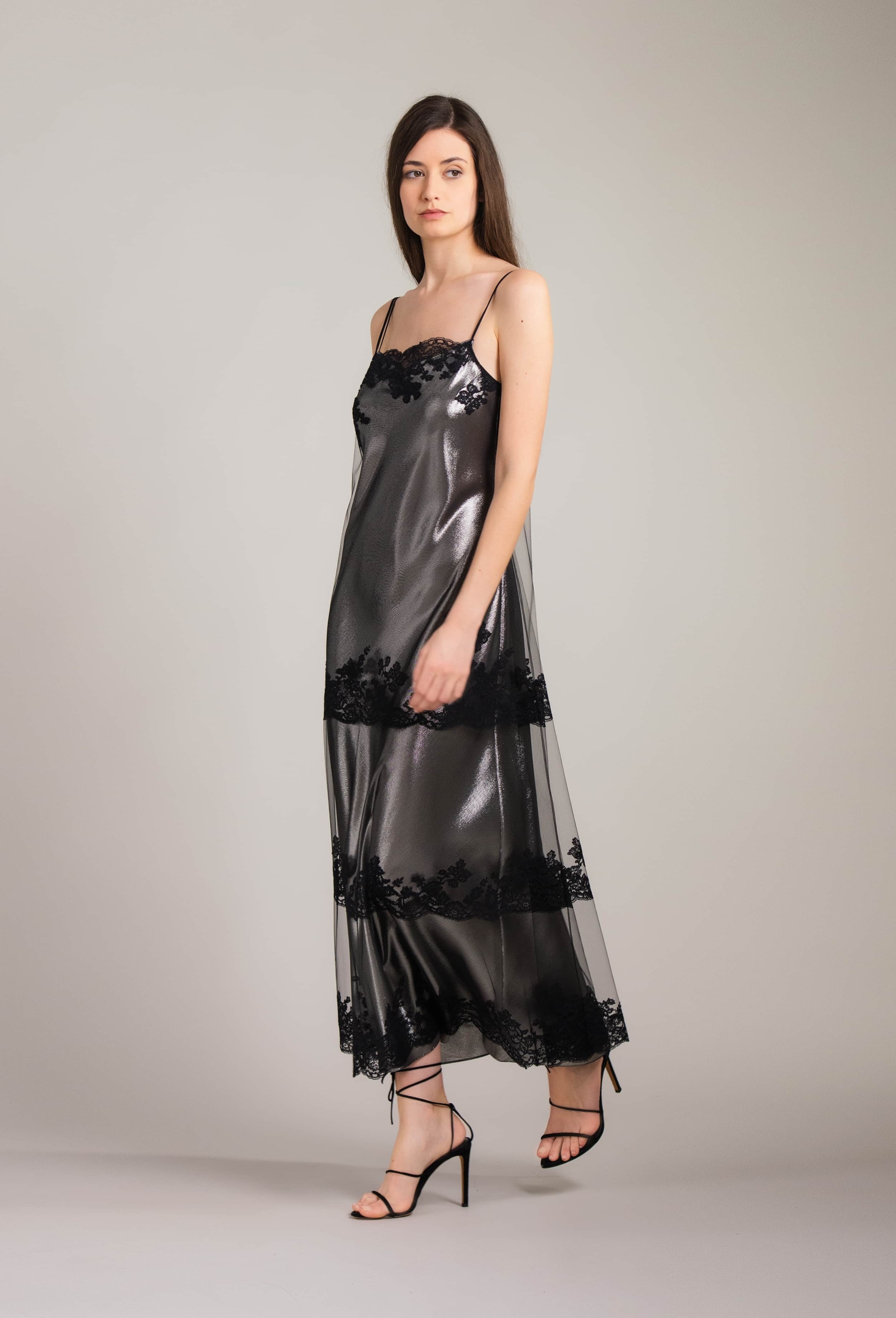 Carine Gilson, Belted Satin-trimmed Embroidered Silk-tulle Robe, Black, small,medium,large,x large