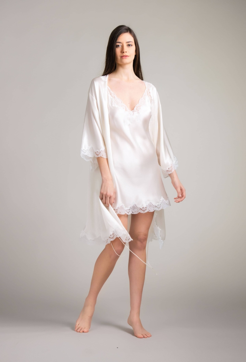 CARINE GILSON Belted satin-trimmed embroidered silk-tulle robe